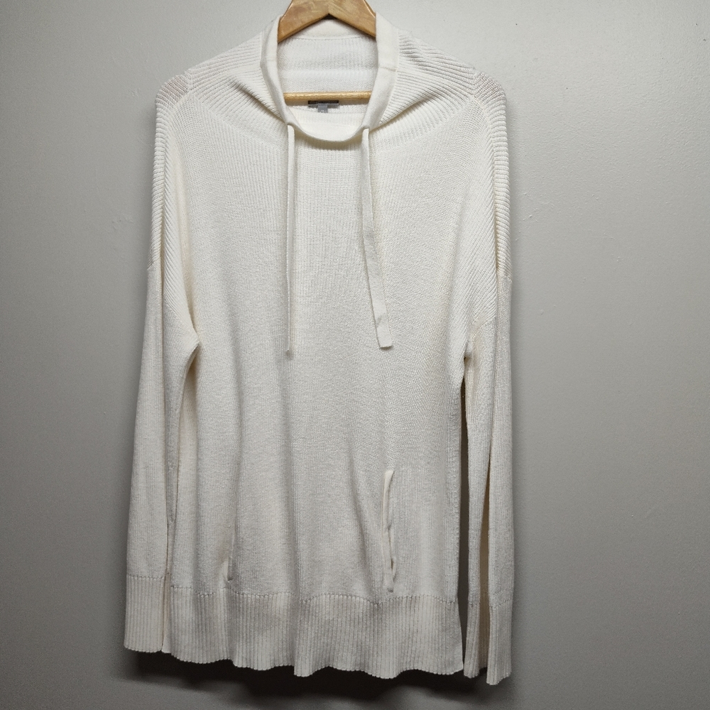 T By Talbots Light Pullover Knit Sweater Women Size M Ivory Cream High Neck Fall